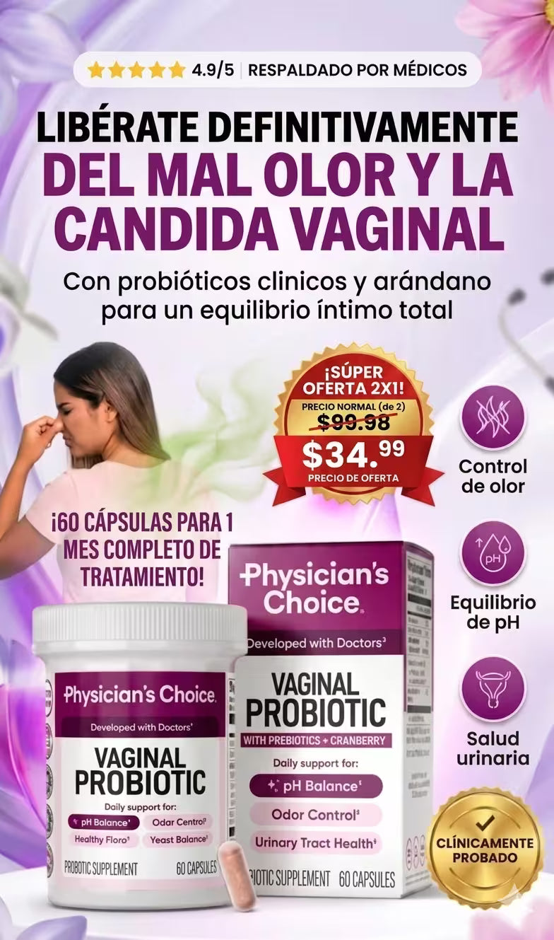 PHYSICIAN’S CHOICE WOMEN’S PROBIOTIC EQUILIBRIO FEMENINO DIARIO, FRESCURA Y BIENESTAR ÍNTIMO EN CADA CÁPSULA